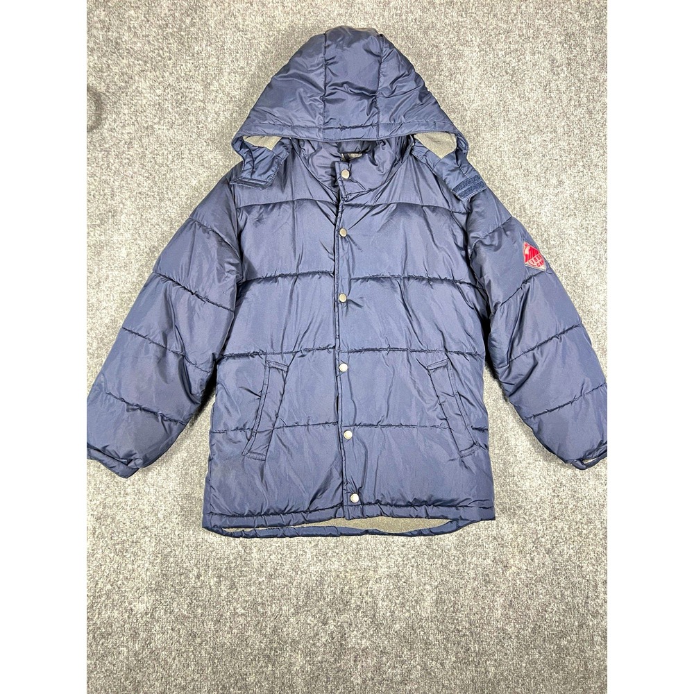 GapKids XL Navy Hooded Puffer Jacket Snap Front Fleece Lined Warmest Jacket